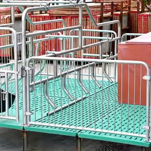 Paridera individual para cerdas con listones de acero triangulares de borde liso que evitan la cicatrización de los pezones y la mastitis, prolongando la vida útil de la cerda en 2 parideras adicionales. - Product Image 1