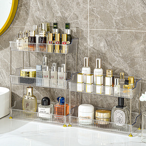 Transparent Desktop Cosmetic Storage Rack 3 Tier Plastic Multi Functional Makeup Organizer For <b>Dressing</b> <b>Table</b> - Product Image 1