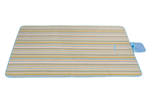 Wholesale <b>Blue</b> and Yellow Stripes Large Portable Thin Waterproof Beach <b>Blanket</b> Foldable Outdoor Mat - Product Image 2
