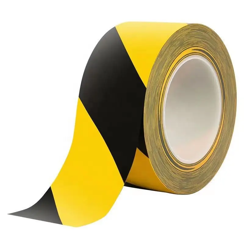 PVC veya kumaş uyarı bandı uyarı bandı zemin siyah sarı emniyet renk zebra işareti zemin zemin fabrika işaretleme bant