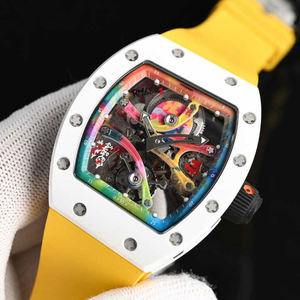 RM68-01 Men Mechanical Watch with Graffiti Dial, Tourbillon and Alarm Function, Tonneau Shape Case, Rubber Strap, Analog Dial - Product Image 4
