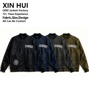 Chaqueta Bomber Casual de Moda para Hombre, de Invierno, con Cuello Alto, Bordada con Hilo Plateado, de Poliéster, Venta al por Mayor de Fábrica - Product Image 4