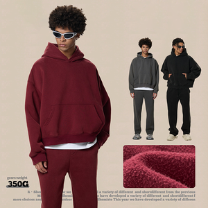 Custom OEM Boxy Washed <b>Hoodie</b> for <b>Men</b> | Heavyweight Sherpa Lined Pullover with Overdyed Color & Distressed Finish - Product Image 2