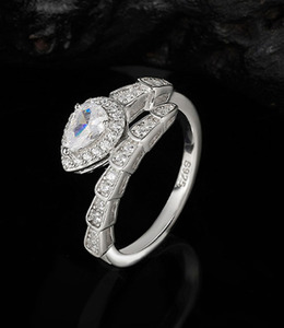 Luxury Serpent Wrap Pear Cut Moissanite 925 Sterling <b>Silver</b> Open <b>Adjustable</b> Stackable Statement Women Engagement Promise <b>Ring</b> - Product Image 6