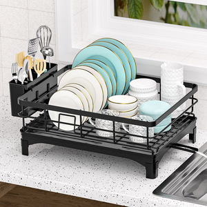 Draining Dish Rack With Tray L Size Quick Dry <b>Square</b> Sink Countertop Kitchen Storage - Product Image 1