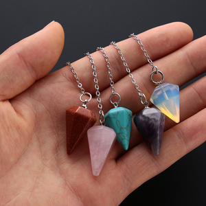 Colgante de péndulo Hexagonal para adivinación, piedra preciosa de equilibrio de Reiki con facetas curativas, amatista - Product Image 4