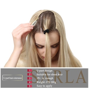 Großhandel 24 "Haar teile Synthetische Körper wellen verlängerungen Günstige Frauen Clip In Draht haar Lange Verlängerungen U-Teil Perücken Für Mädchen - Product Image 2