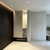 Meuble à chaussures artisanal haut de gamme avec tiroirs, meuble moderne sur mesure pour hall d'entrée résidentiel de luxe