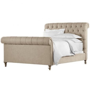 สไตล์อเมริกันห้องนอนชุดเฟอร์นิเจอร์Upholstered KingขนาดChesterfieldผ้าผ้าปูที่นอนโรงแรม - Product Image 1