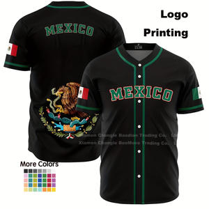 Camiseta de manga corta con estampado digital y bandera mexicana de béisbol de entrenamiento de secado rápido Unisex personalizada Top deportivo de talla grande con botón - Product Image 1
