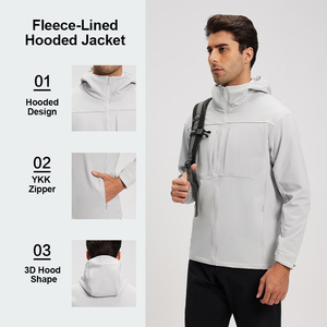 Wholesale 100 Polyester Autumn Coat With Hood Zipper Pocket Flat Cuff Windbreaker <b>Jacket</b> - Product Image 6