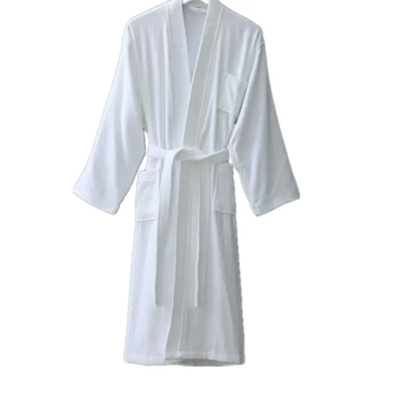 % 100% pamuk uzun emici havlu bornoz Kimono erkek pijama soyunma lüks elbisesi hafif Waffle havlu bornoz kadın