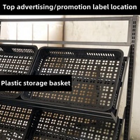 Kwalitatief hoogwaardig supermarkt displayrek van metaal met enkelzijdige of dubbelzijdige plastic bakken voor fruit, groenten en gereedschap.