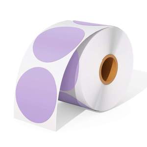 Etiquetas Adhesivas Térmicas Directas Redondas Reciclables de 2 Pulgadas, Etiquetas de Papel Multiusos en Rollo para Diseño de Logotipos, Códigos QR, Etiquetas de Nombre - Product Image 1