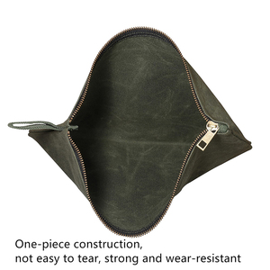 กระเป๋าใส่เครื่องสำอางผู้ชายแบบเรียบง่าย สกรีนโลโก้ได้ กระเป๋าใส่ของใช้ในห้องน้ำแบบซิป ผ้าแคนวาสเคลือบแว็กซ์ สำหรับทุกเพศ - Product Image 5