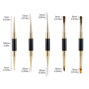 Kit de 5 pinceaux à double tête en métal noir OEM pour nail art, ultra-fins et flexibles, pour la peinture au gel et la manucure DIY en salon - Product Image 3