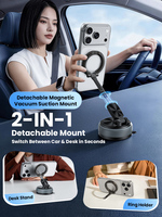 Support de téléphone portable rotatif à 360° pour voiture, support magnétique puissant pour voiture, support de téléphone portable magnétique détachable 2 en 1 avec ventouse