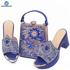 Belles dames nigérianes mariée chaussures à talons hauts et sacs 10 <span class=keywords><strong>cm</strong></span> sac en cristal intalien avec chaussures assorties pour la fête de mariage - Product Image 1