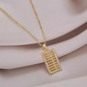 Collar Abacus con microincrustaciones de circonita, cadena de clavícula de acero de titanio para mujer - Product Image 1