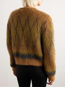 Cárdigan de punto peludo de moda personalizada Chaqueta de punto corto de manga larga Cárdigan de mezcla de mohair para hombres - Product Image 2