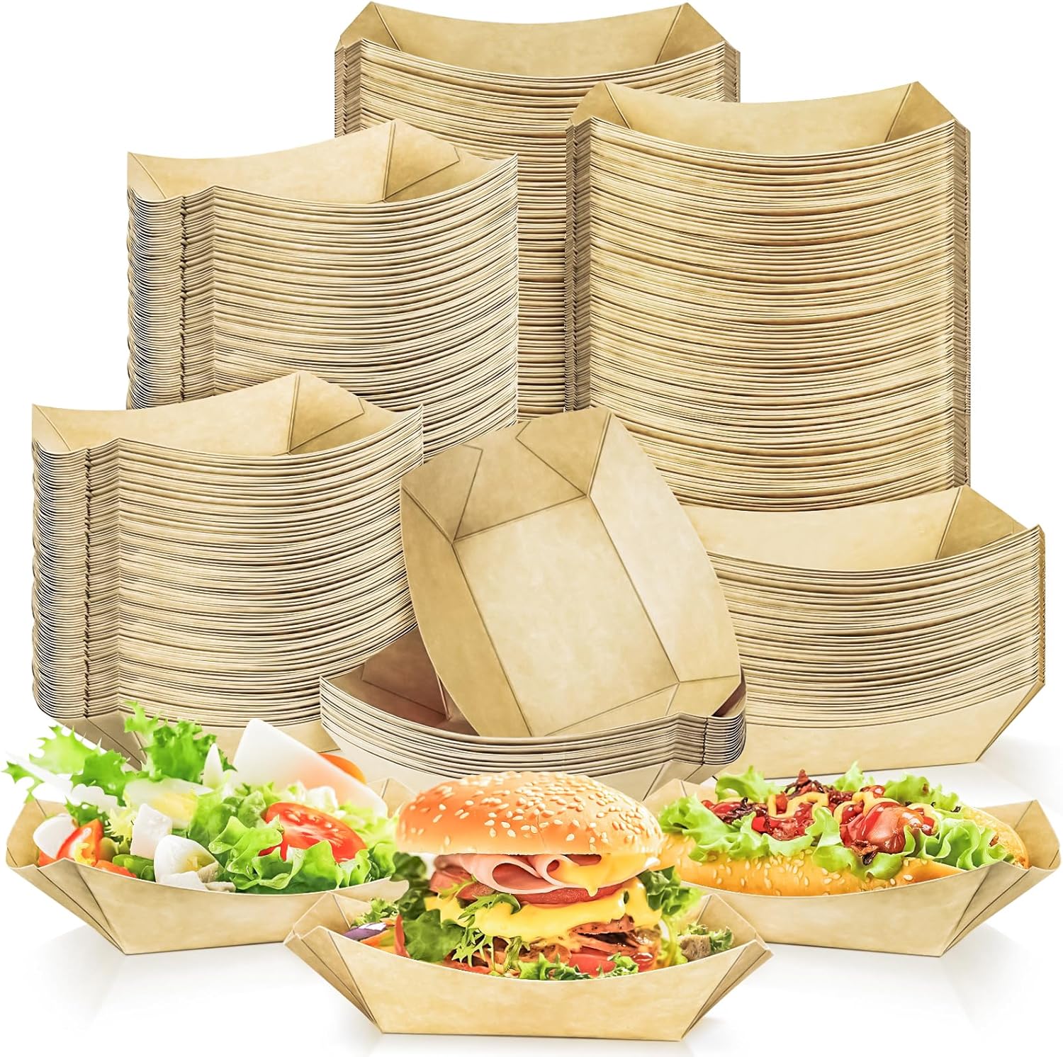 Custom Carnival Festival Party Thickened PET Film Laminate Hotdog Cherry Fruit Paper Tray Stackable Take-Away Bowls & Plates