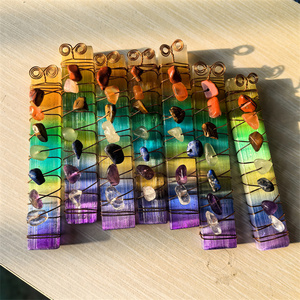 영적 치유 제품 천연 세븐 차크라 비즈 와이어 랩핑 원석 레인보우 오라 셀레나이트 스틱 완드 명상용 - Product Image 6