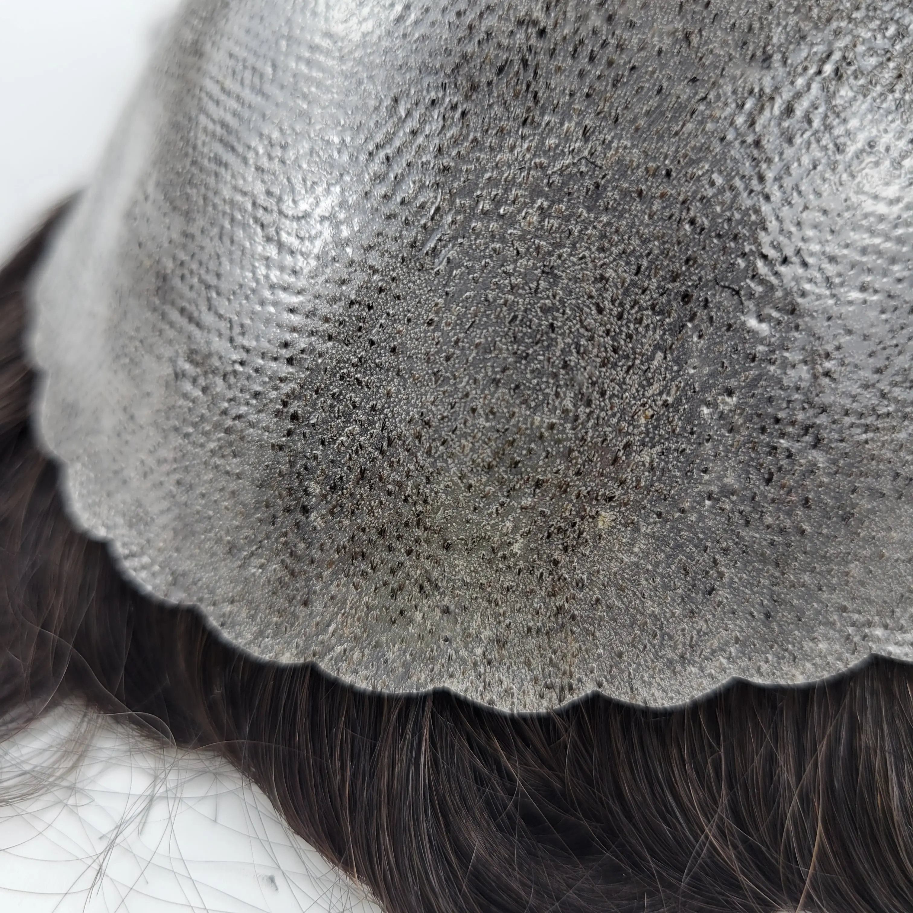 Parrucche sostitutive in pelle da uomo 0.12mm di spessore durevole iniezione parrucche per uomo 100% capelli umani sistema di protesi capillare
