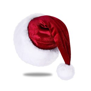 Chapeau en velours rouge luxueux et doux avec un joli <span class=keywords><strong>pompon</strong></span>, chapeau de Noël classique rouge pour femmes, chapeau de Père Noël pour adultes - Product Image 6
