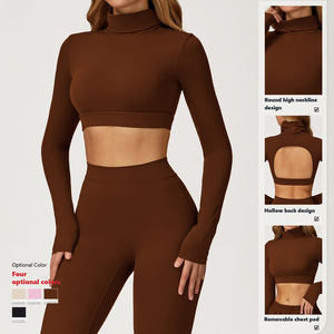 <span class=keywords><strong>Top</strong></span> Deportivo XW-ECX4507 de <span class=keywords><strong>Manga</strong></span> <span class=keywords><strong>Larga</strong></span> Ajustada para Gimnasio, Fitness, Running, Cómodo, Cuello Alto, Espalda Descubierta, para Pilates, para Mujer - Product Image 4