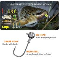 Kit complet de leurres de pêche pour débutants, appâts artificiels pour eau douce et eau salée avec cuillères à truite dans une boîte de rangement