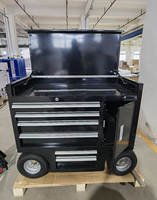 Chariot d'atelier mobile pour travaux de course, avec plan de travail et boîte à outils, pour espaces de travail extérieurs