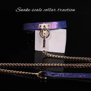 Een High-End Sm Slangpatroon Charme Kraag Met Een Schitterende Paarse Kraag Bondage Sekskraag Nek Seks - Product Image 6