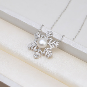 Boucles d'oreilles en argent S925 flocon de neige, pendentif féminin personnalisé de grande taille, support vide pour la création de bijoux DIY, incrustation de perles, tête de fleur, ensemble de bijoux tendance - Product Image 2