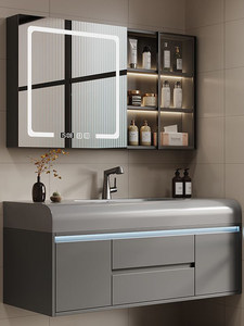 Armoire <span class=keywords><strong>de</strong></span> <span class=keywords><strong>salle</strong></span> <span class=keywords><strong>de</strong></span> <span class=keywords><strong>bain</strong></span> moderne avec capteur <span class=keywords><strong>de</strong></span> présence humaine, lumière ambiante, étanche, en <span class=keywords><strong>bois</strong></span> massif multicouche, avec miroir et éclairage - Product Image 6