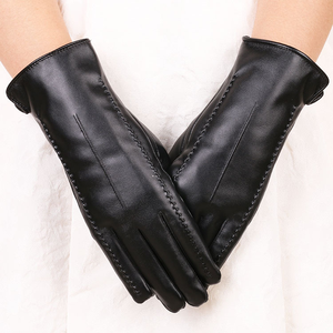 <span class=keywords><strong>Gants</strong></span> authentiques en peau de mouton pour femmes, en cuir véritable, chauds, coupe-vent, pour le cyclisme quotidien, automne et printemps - Product Image 2