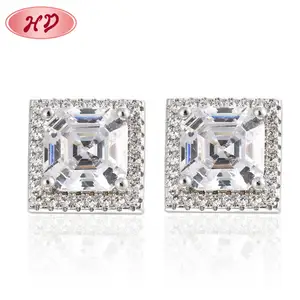 Hight fashion Luxury crystal 18k gold plated free shipping cz brass jewelry designs cubic zircon stud earring for women