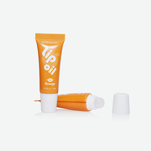 Glossy Orange PE Squeeze Tube With Small Roller Ball Applicator & <b>White</b> <b>Flat</b> <b>Cap</b> For Orange Lip Oil - Product Image 3