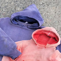 Sweat à capuche unisexe streetwear effet vieilli et délavé, bords bruts, 100% coton, personnalisé Monkey Wash