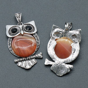 שרשרת סגנונות אתניים וינטג שרשרת מסיבות עם טורקיז, תליון ינשוף מצופה זהב לנשים גברים בנות - Product Image 3