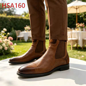 ZYF, Scarpe Classiche da Uomo in Pelle Stile Francese con Tacco 5 Pollici Hua Singh, Colore Marrone Sfumato, Scarpe Eleganti in Pelle Crazy Horse HSA160 - Product Image 2