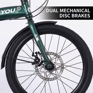 <span class=keywords><strong>Bicicleta</strong></span> <span class=keywords><strong>Plegable</strong></span> Urbana de 20 Pulgadas, Cuadro de Aleación de Aluminio, Color Verde Oscuro Metálico, Ligera, Frenos Dobles en V, Reforzada en la Parte Trasera - Product Image 3