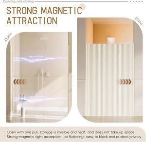 <span class=keywords><strong>Rideau</strong></span> <span class=keywords><strong>de</strong></span> <span class=keywords><strong>douche</strong></span> pliable magnétique en polyester imperméable avec cloison en aluminium, sans tringle, personnalisé CF - Product Image 2