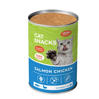 Nourriture humide pour chats en conserve, poulet et saumon, friandises humides pour chats en conserve, fabricant de nourriture pour animaux de compagnie MEAT&SOUP 400g