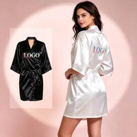 Kimono en satin de polyester brillant pour salon de beauté, robe de visiteur douce et soyeuse, robe professionnelle pour client de salon de coiffure