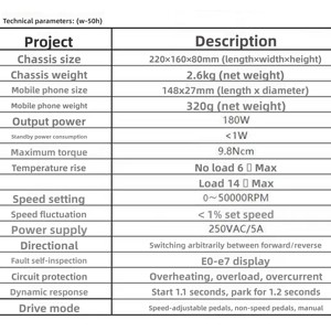 Attrezzatura per Laboratorio Dentistico, Micromotore Elettrico Brushless W-50H da <span class=keywords><strong>50000rpm</strong></span>, Trapano Potente 110V/220V 180W - Product Image 6
