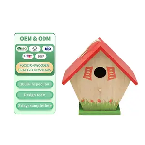 FSC&BSCI Wooden Bird Nesting Box Nest Bird House Small Blue Tit Robin Sparrow Bird House Feeder