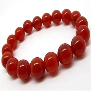 QANXI gelang manik-manik anyaman tangan multi ukuran merah kehidupan klasik retro batu akik merah alami untuk pria dan wanita