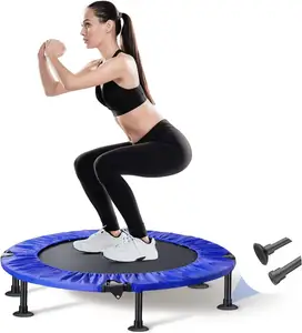 IUNNDS Mini Trampolim para exercícios de adultos Trampolim de treino pequeno de 50 polegadas trampolim dobrável para salto fitness