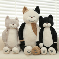 Peluche de chat de grande taille, peluche de chat noir et blanc à corps long et doux, coussin de chaton mignon pour enfants et adultes