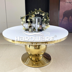 Venta al por mayor, mesa de comedor de boda, banquete superior, mdf, marco de metal dorado - Product Image 4